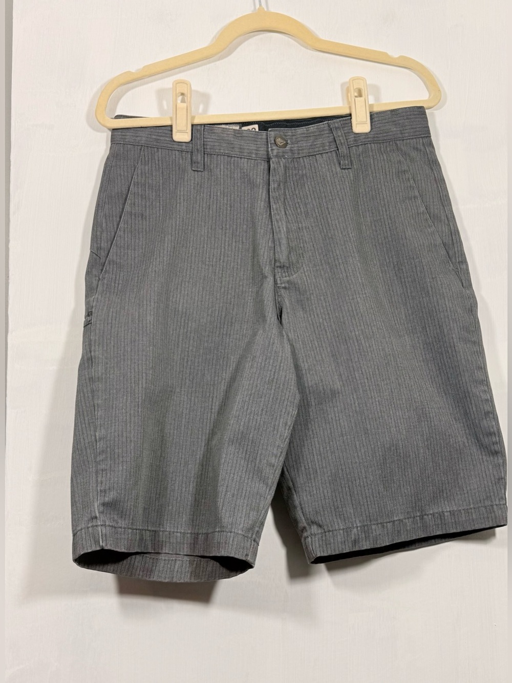 Volcom Men's Pinstripe Gray Flat Front Shorts